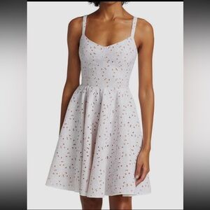 Michael‎ Kors Collection White Stretch Cotton Eyelet Dress Sweetheart Bride